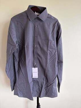 Roundtree & Yorke Gold Label Dress Shirt Mens 15.5 34 Slim Fit Non Gray Non
